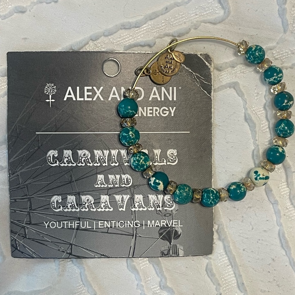 Alex and Ani Green Beaded Bangle